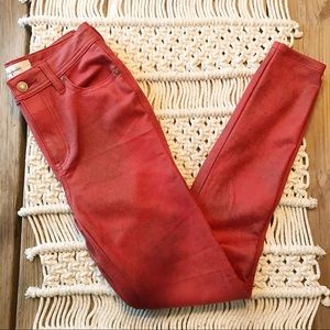 Free People Red Distressed Skinny Jeans